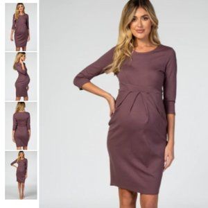 PinkBlush Purple 3/4 Sleeve Maternity Dress, Size Small